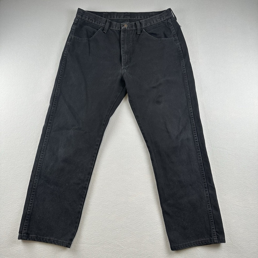 Rustler Men's Advantage Black Denim Jeans 36 x 30 Straight Leg Regular Fit